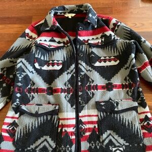 Orvis Navajo Native American fleece coat L